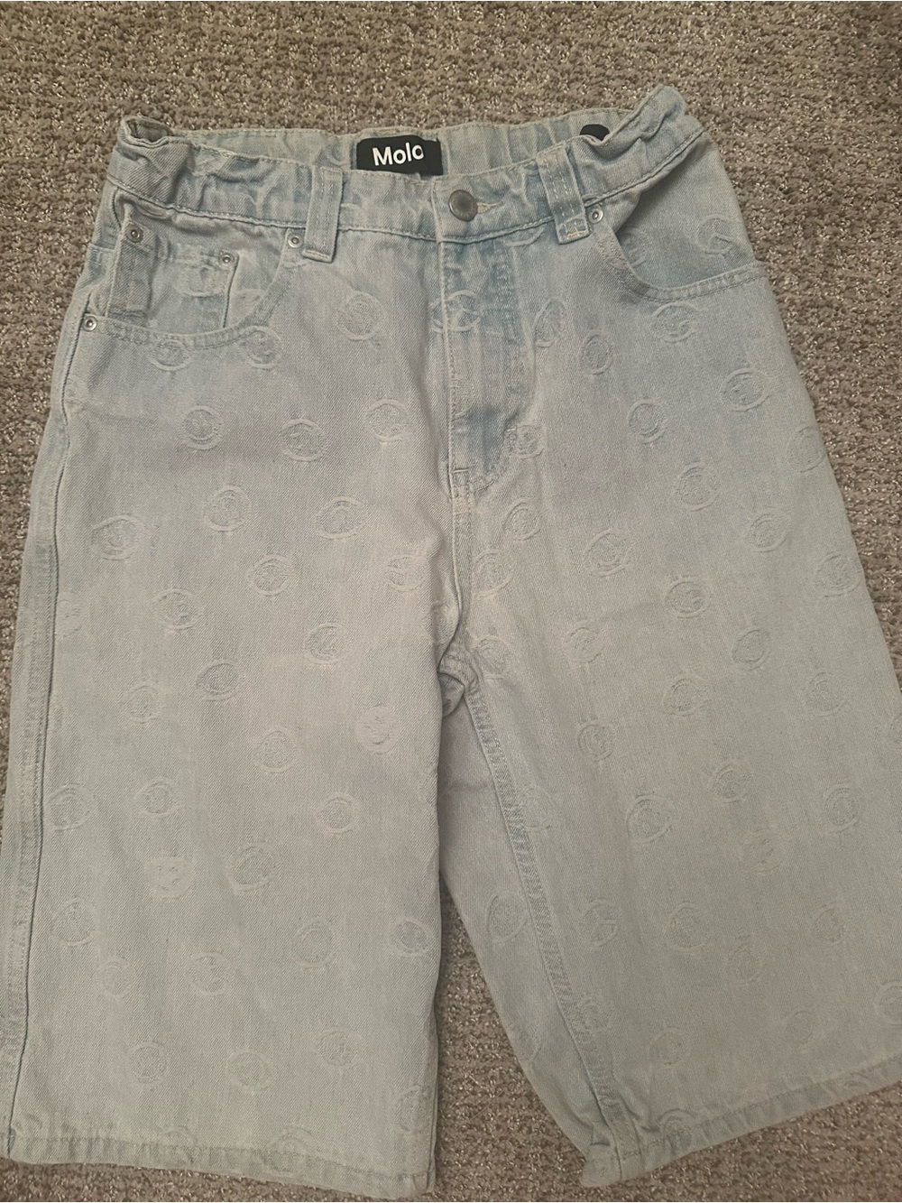 Molo Pale Blue Embroidered Smiley Jeans size 14